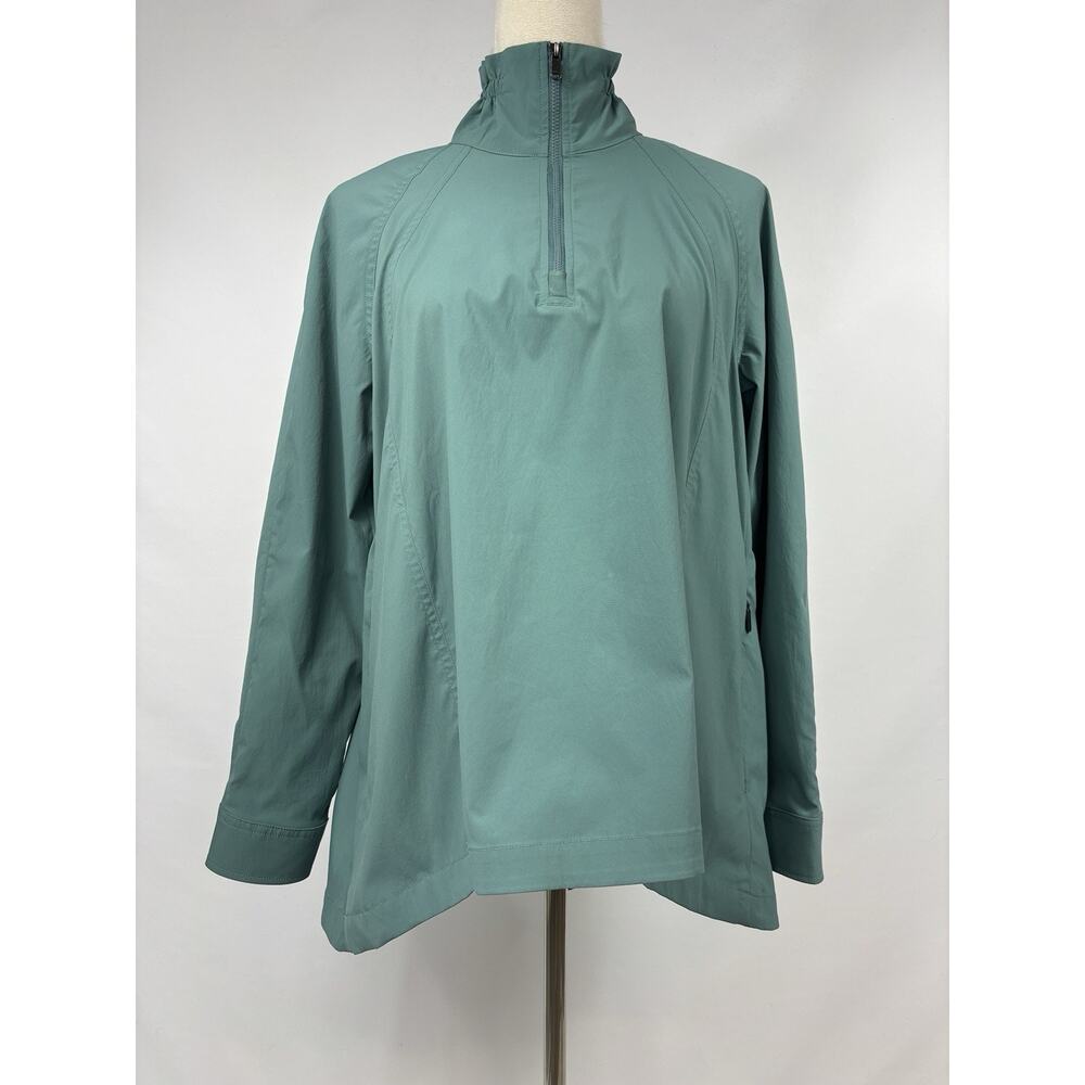 Athleta Advantage Poplin Funnel Neck Technical Jacket Green Blue Teal XS Utility